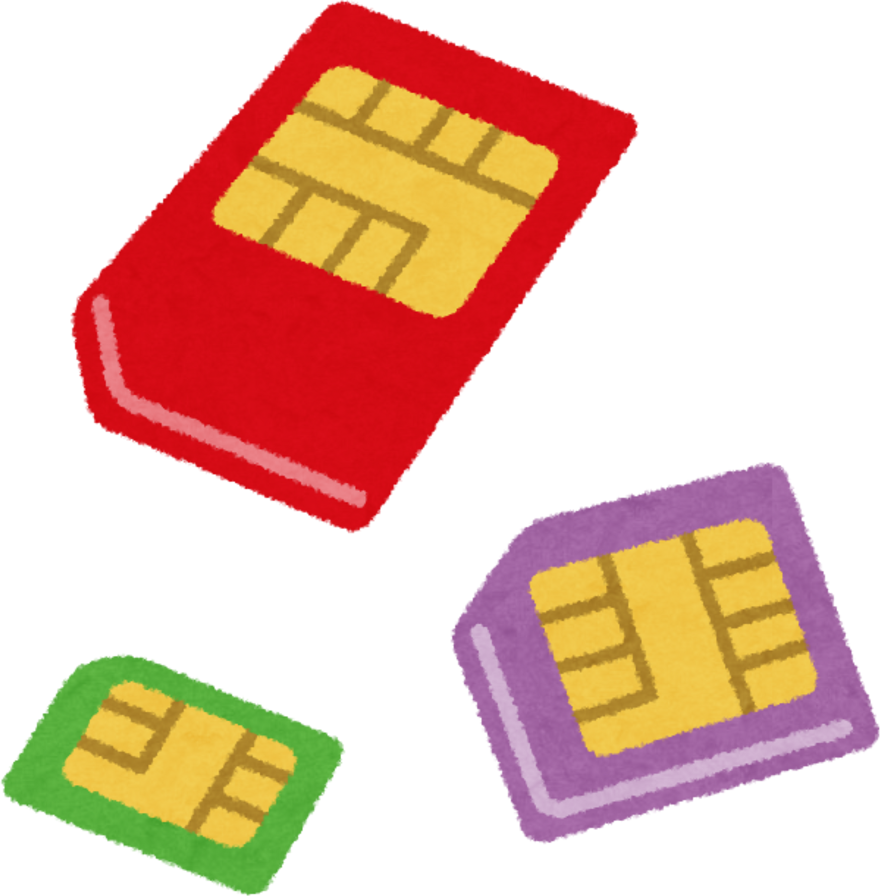 Illustration of SIM Cards in Various Sizes