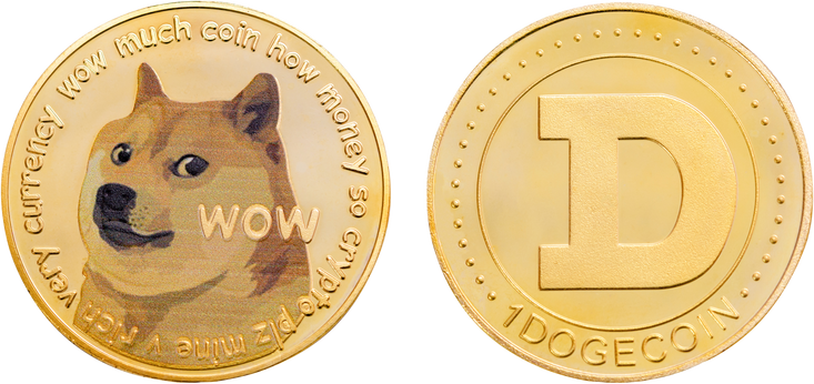 Dogecoin DOGE Isolated on White Background with Clipping Path